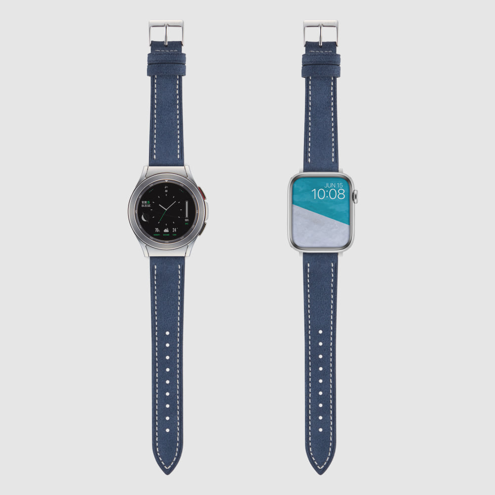 [타임플릭] AN00520 이탈리아 스웨이드 소가죽 스마트워치 시계줄 스트랩 오션 블루 20mm 타임메카